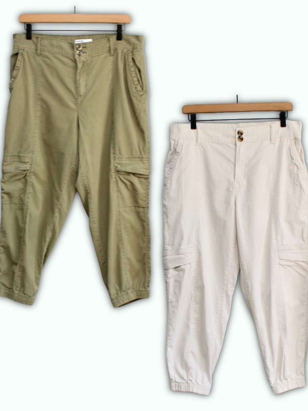 Sonoma Goods For Life Tapered Utility Capri Pants Bundle of Two Green Tan sz 12